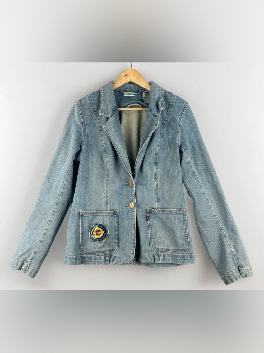 Levi's Light Blue Denim Blazer Jacket with Patch